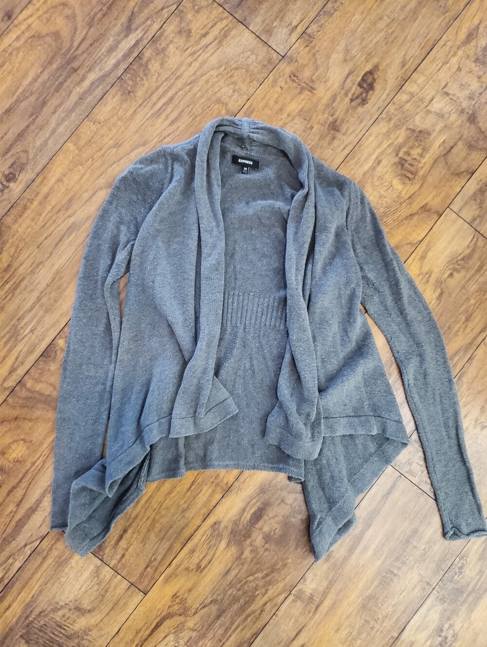 Express Gray Waterfall Open Front Cardigan Sweater XS